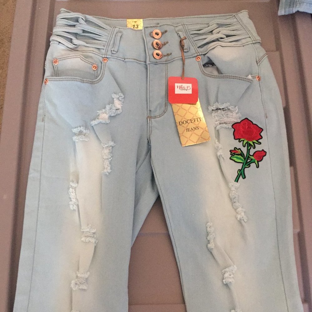NWT Light Blue Ripped Shorts
